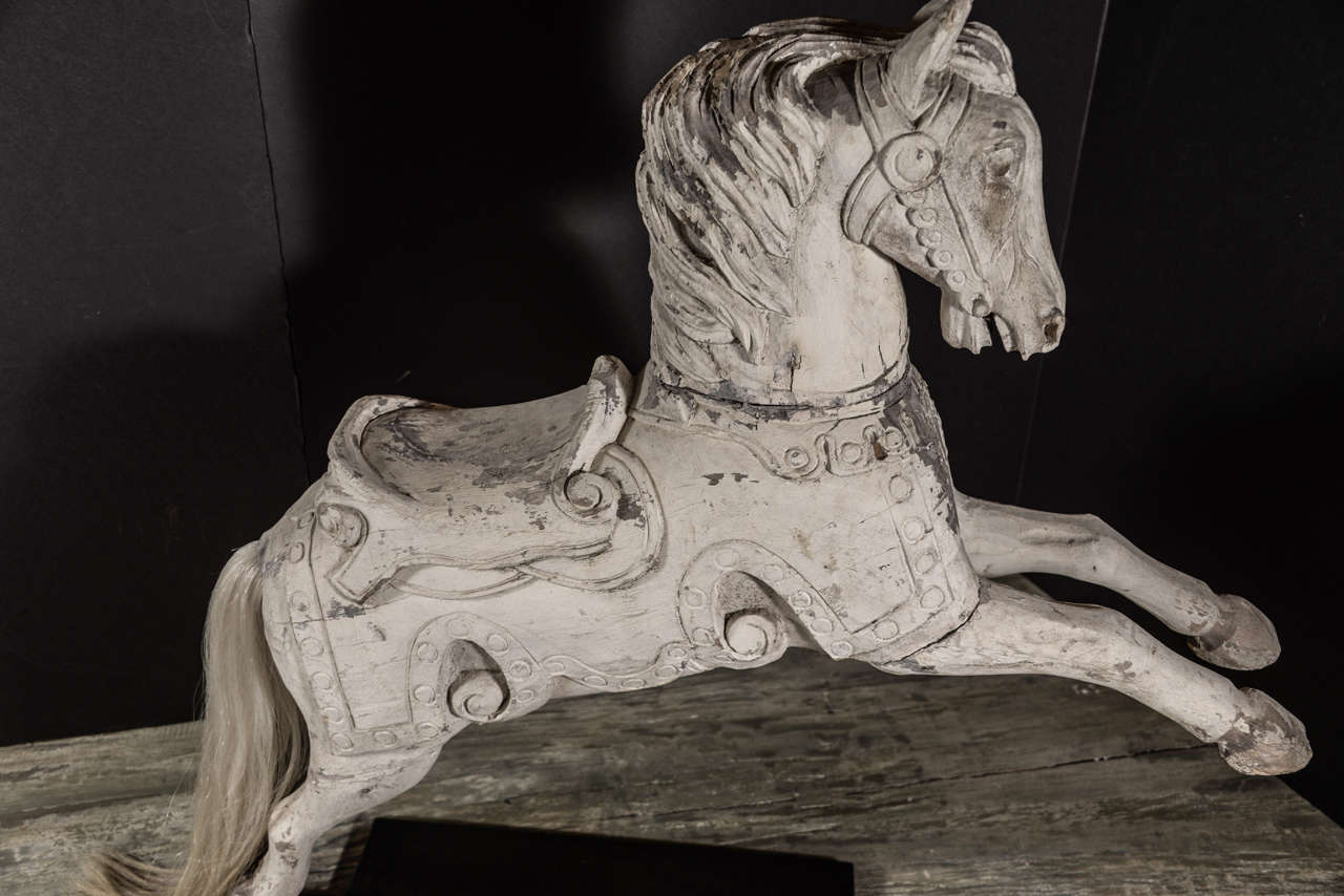 Large French 19th c. Carved Wooden Horse 5