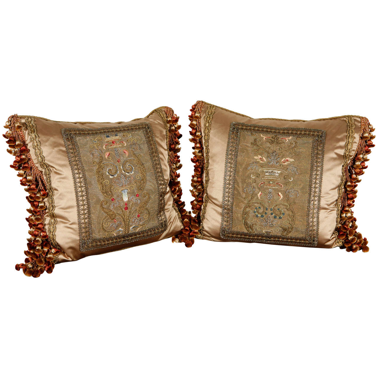 Pair of 19th Century French Antique Fragment Pillows