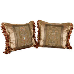 Pair of 19th Century French Antique Fragment Pillows