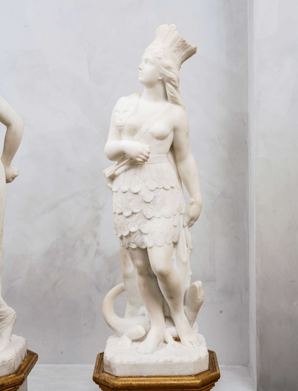 19th Century Italian Carrara Marble Statues of the Four Continents 1