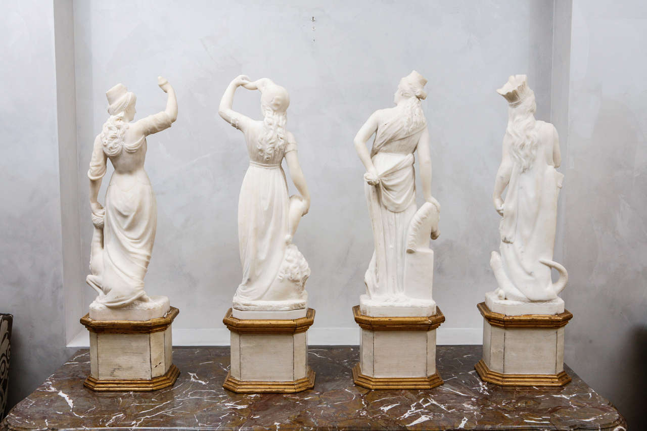 19th Century Italian Carrara Marble Statues of the Four Continents 2
