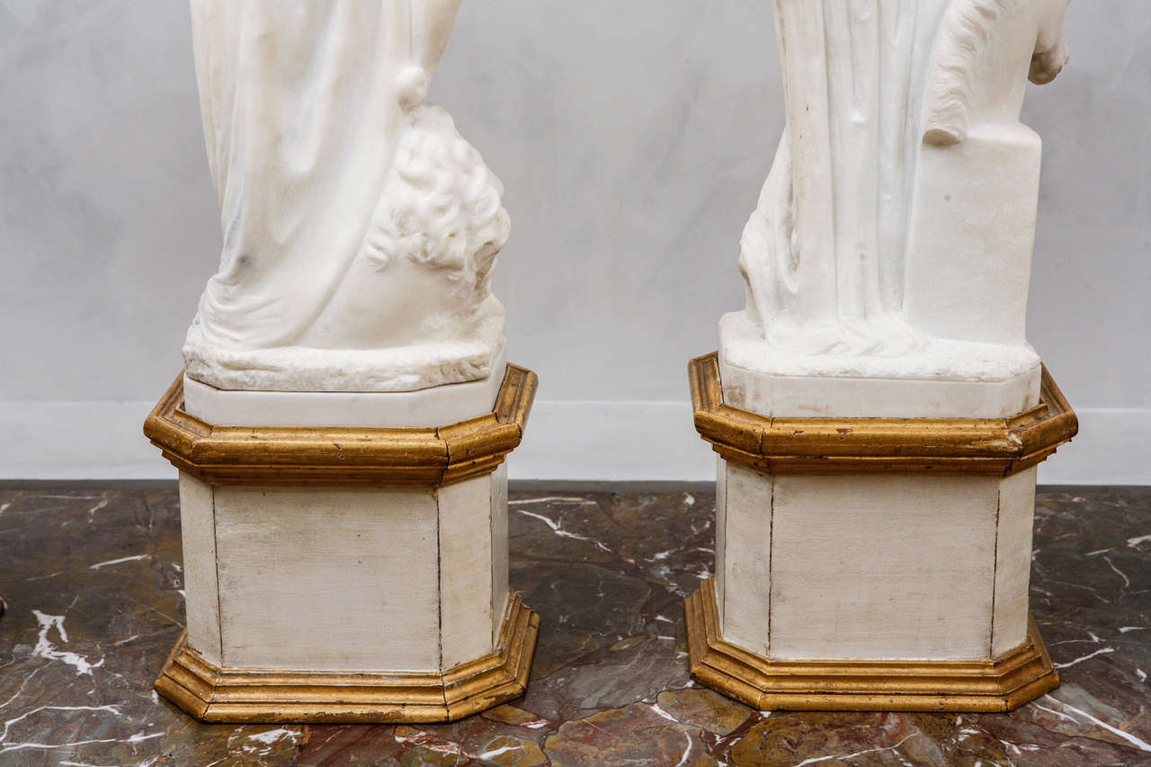19th Century Italian Carrara Marble Statues of the Four Continents 3