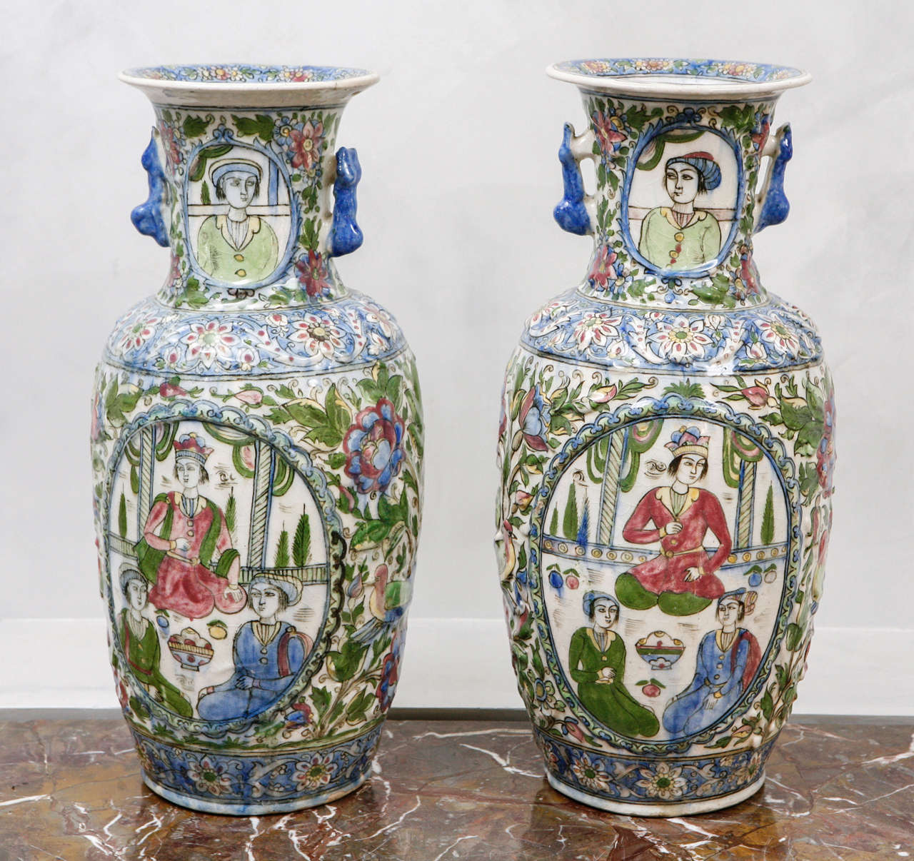 Pair of 18th c. Chinese Porcelain Urns