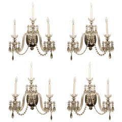 Pair of 1920's Crystal Sconces