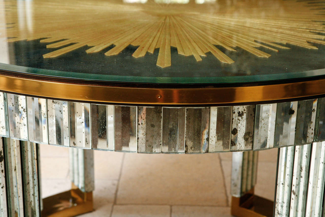 Bronze 1960s Mirrored and Brass Center Table