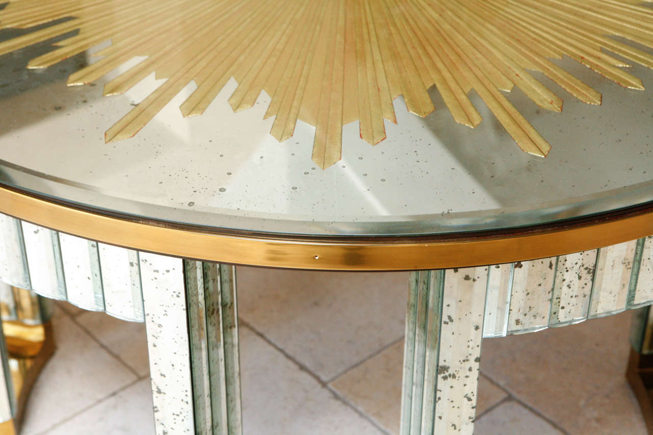1960s Mirrored and Brass Center Table 2