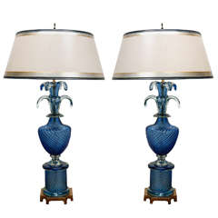 Pair of Vintage Murano Salviati Lamps