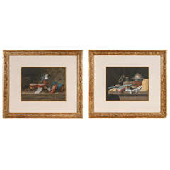 19th c. Pair of French Gouache Still Life Paintings