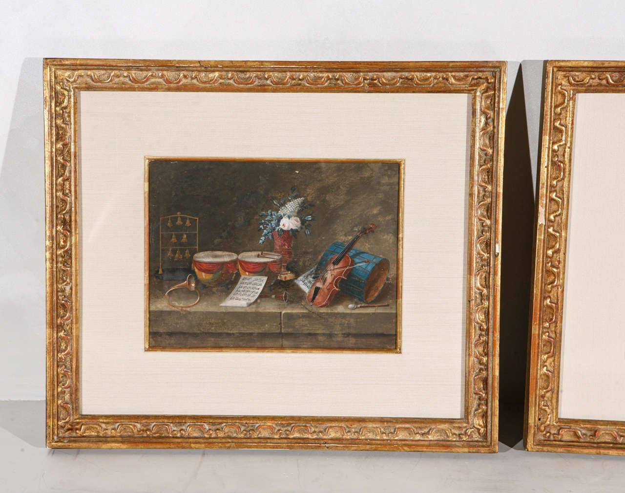 19th Century 19th c. Pair of French Gouache Still Life Paintings For Sale