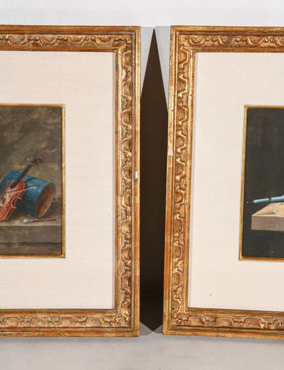 19th c. Pair of French Gouache Still Life Paintings For Sale 2