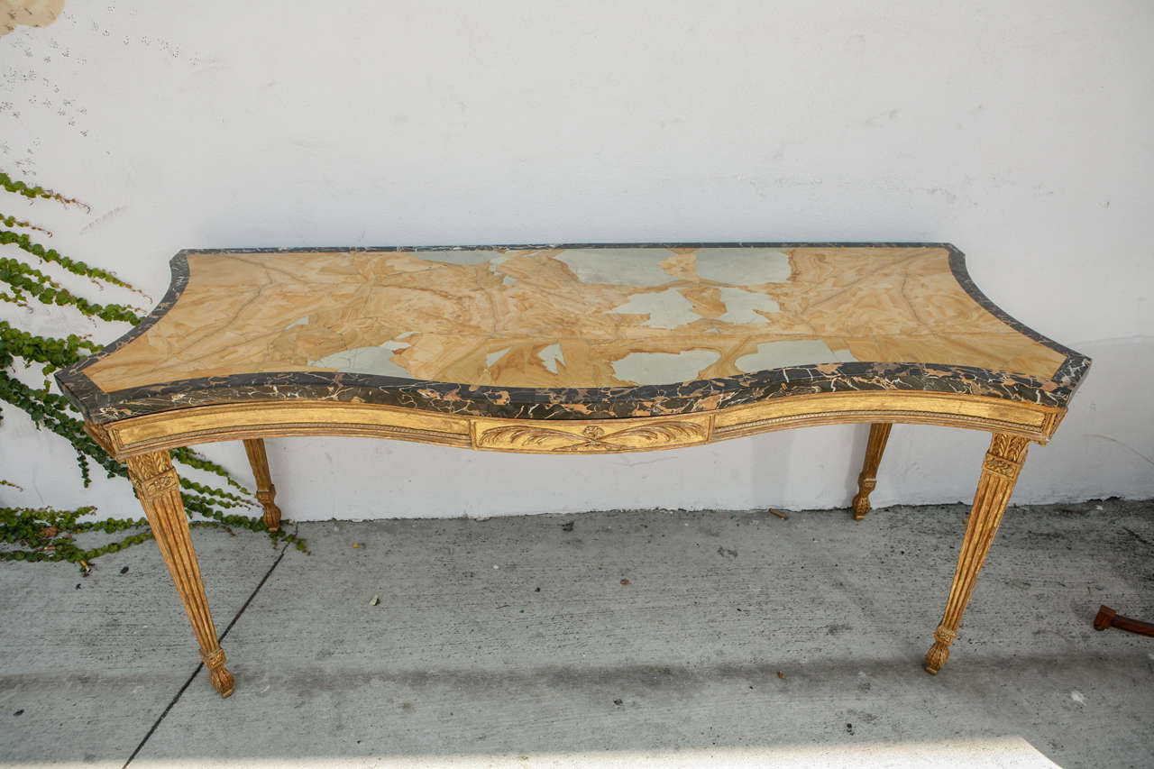 19th Century English Giltwood Serpentine Console with Marble Top In Excellent Condition In Los Angeles, CA