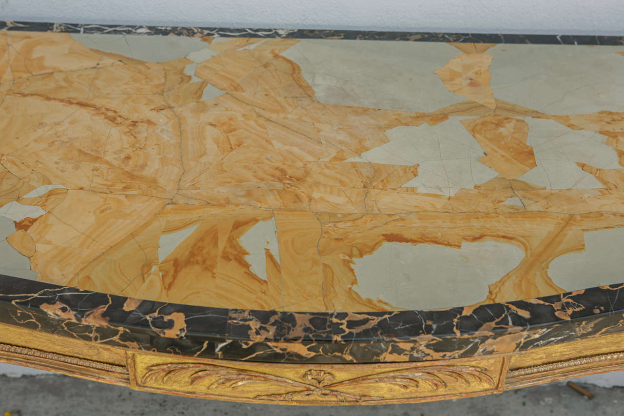 19th Century English Giltwood Serpentine Console with Marble Top 1