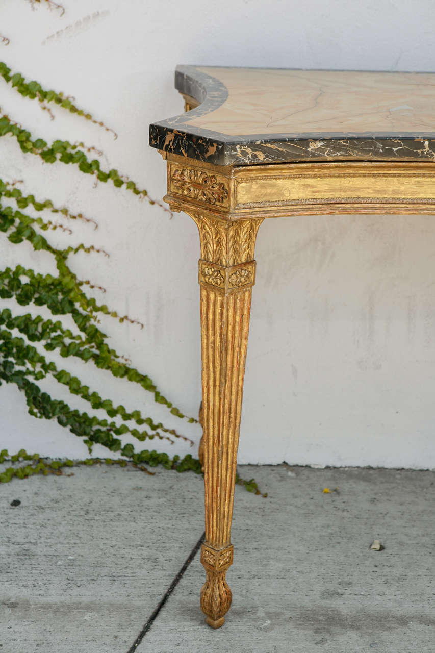 19th Century English Giltwood Serpentine Console with Marble Top 3