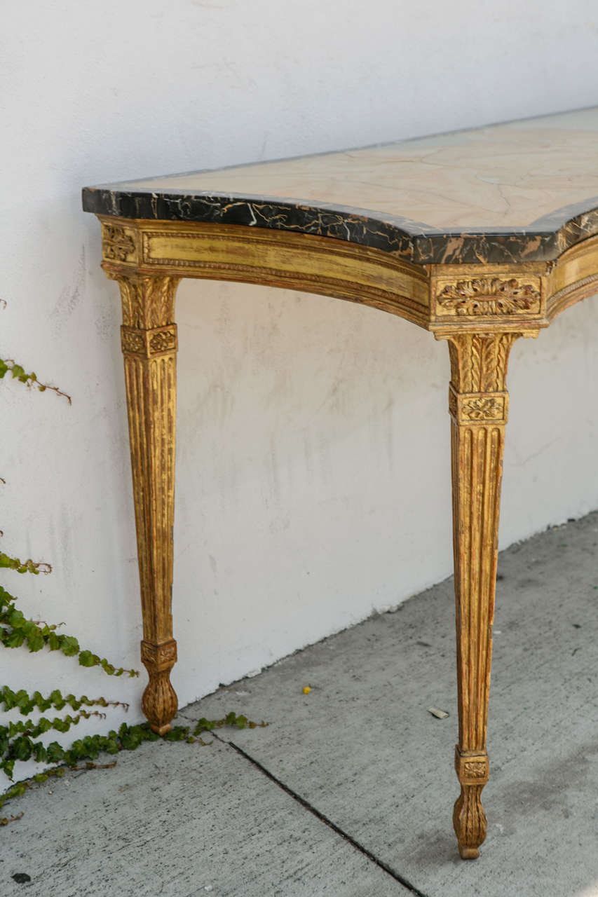 19th Century English Giltwood Serpentine Console with Marble Top 4