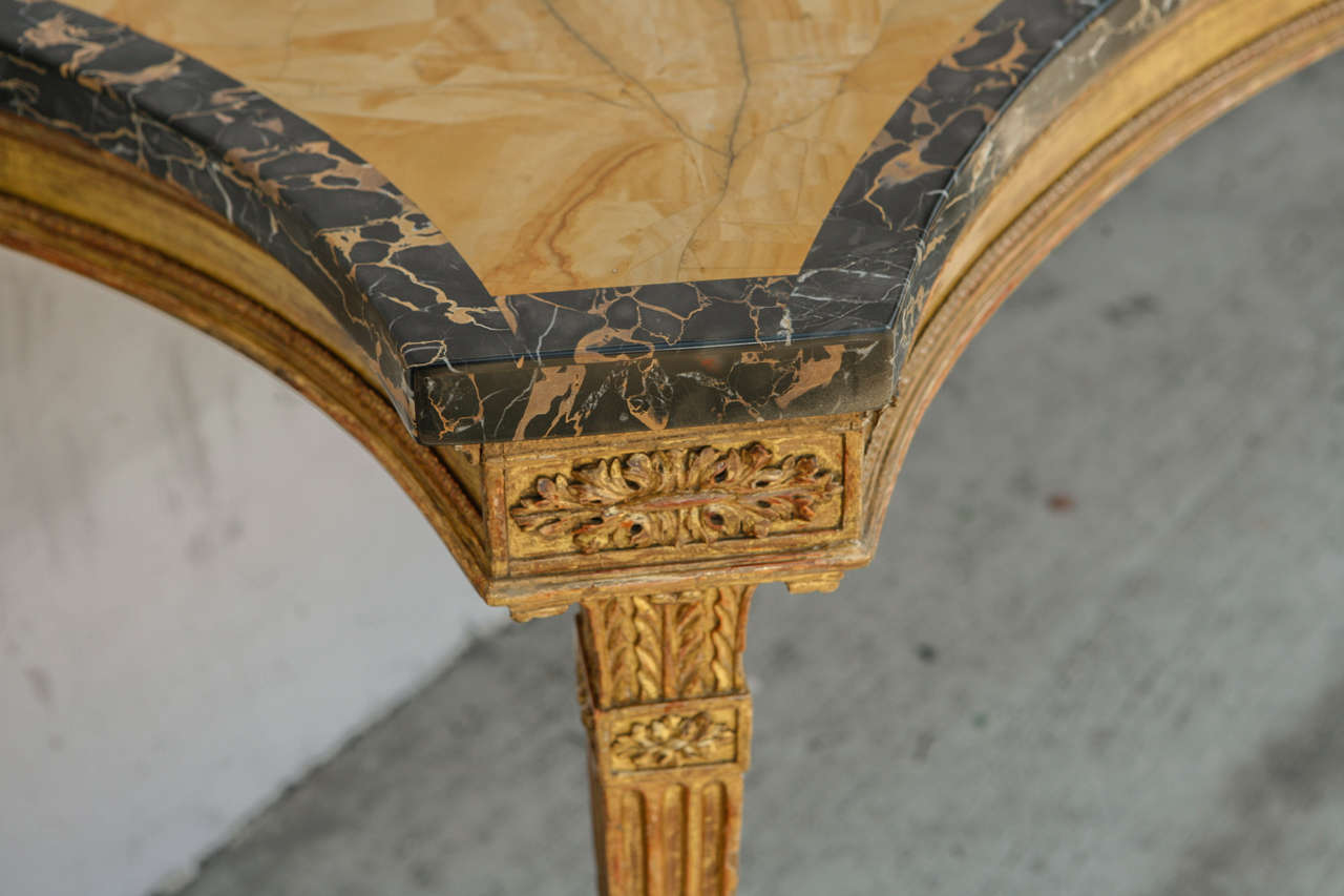 19th Century English Giltwood Serpentine Console with Marble Top 5