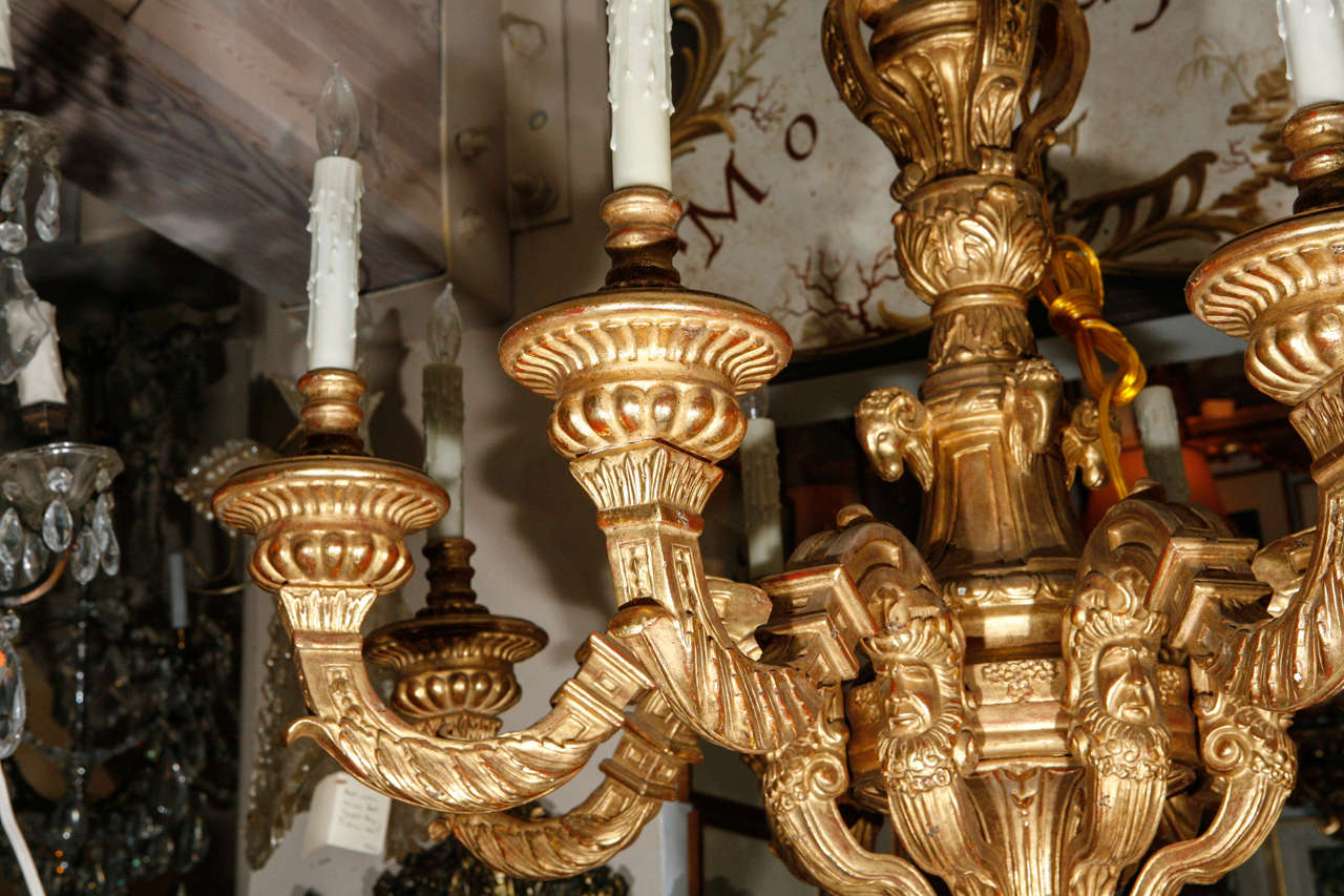 American French Style Giltwood Chandelier For Sale