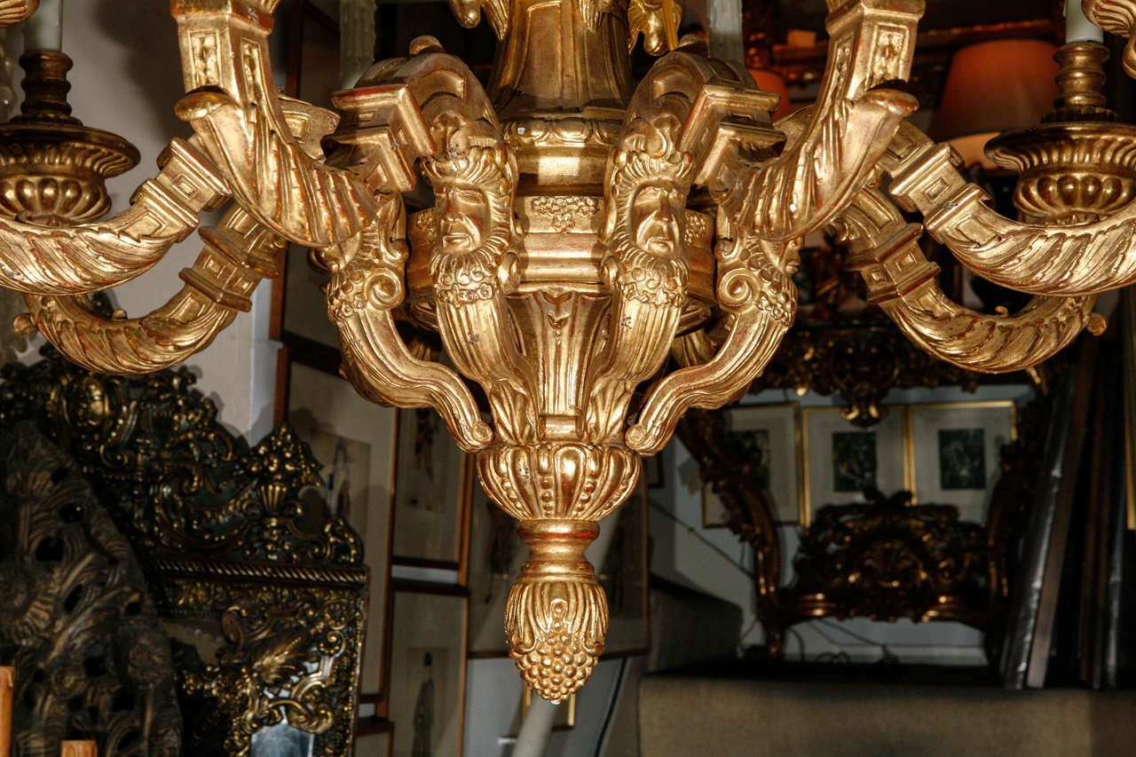 French Style Giltwood Chandelier In Good Condition For Sale In Los Angeles, CA