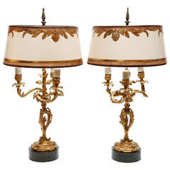 Pair of 19th c. French Dore Bronze Candelabra Lamps 11