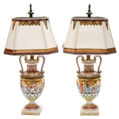 Antique Pair of 19th Century Italian Capodimonte Lamps
