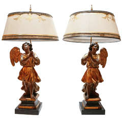 Vintage Pair of 18th c. Italian Angel Lamps
