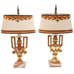 Pair of 19th c. Italian Giltwood Urn Lamps