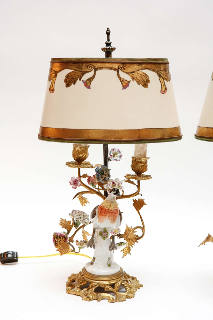 Pair Of 19th Century Porcelain Bird Lamps For At 1stdibs French Pair Of 19th Century Porcelain Bird Lamps For