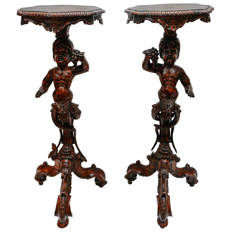 Pair of 19th Century Italian Moor Pedestals For Sale