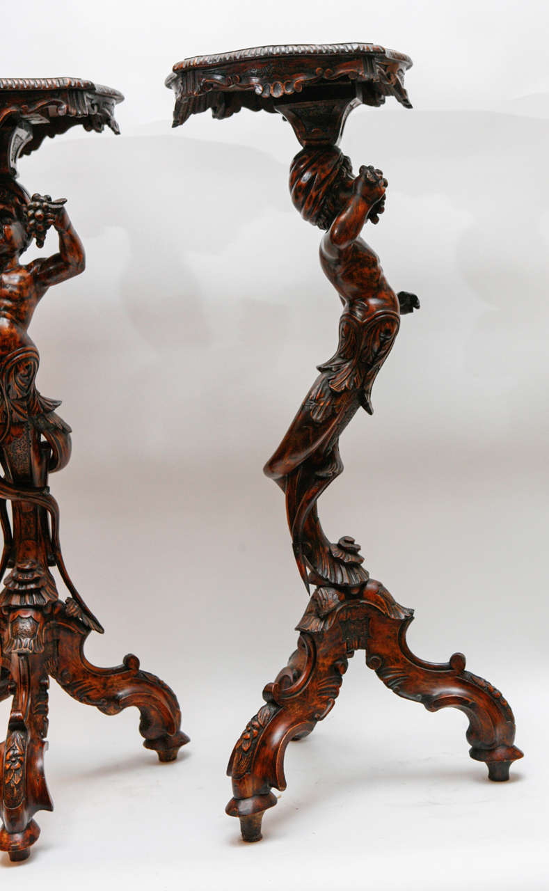 Pair of 19th Century Italian Moor Pedestals For Sale 3