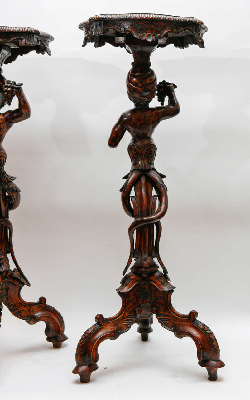 Pair of 19th Century Italian Moor Pedestals For Sale 4