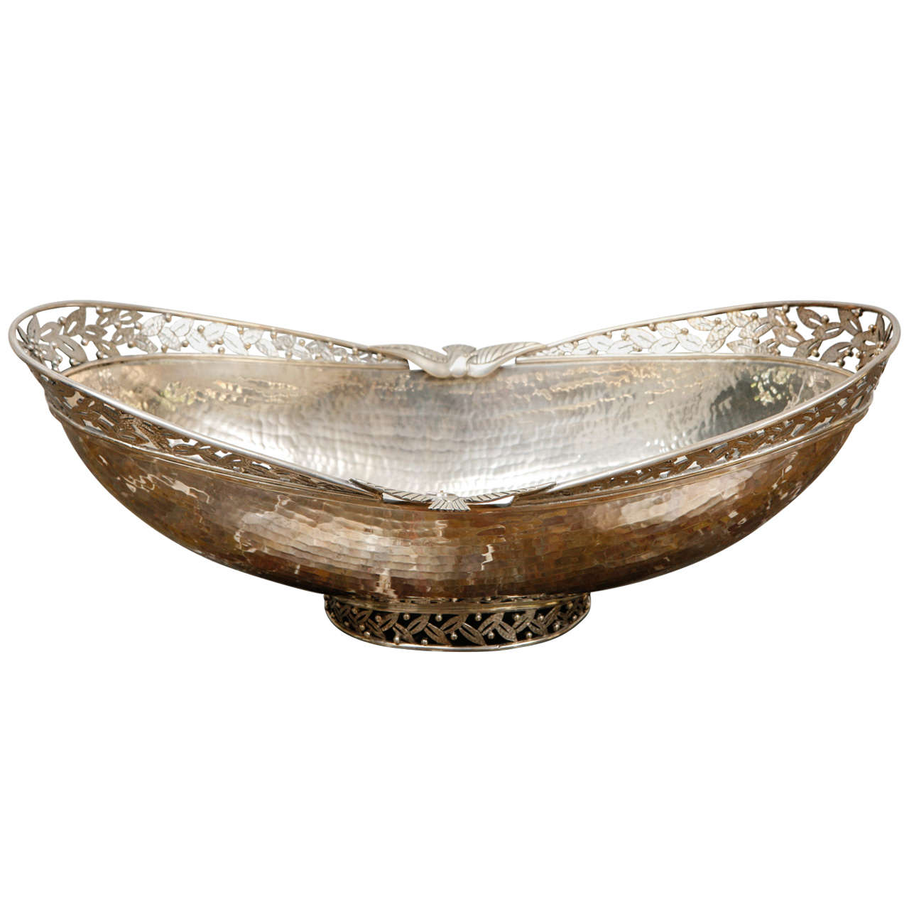 Contemporary Sterling Silver Hand Hammered Bowl For Sale at 1stDibs