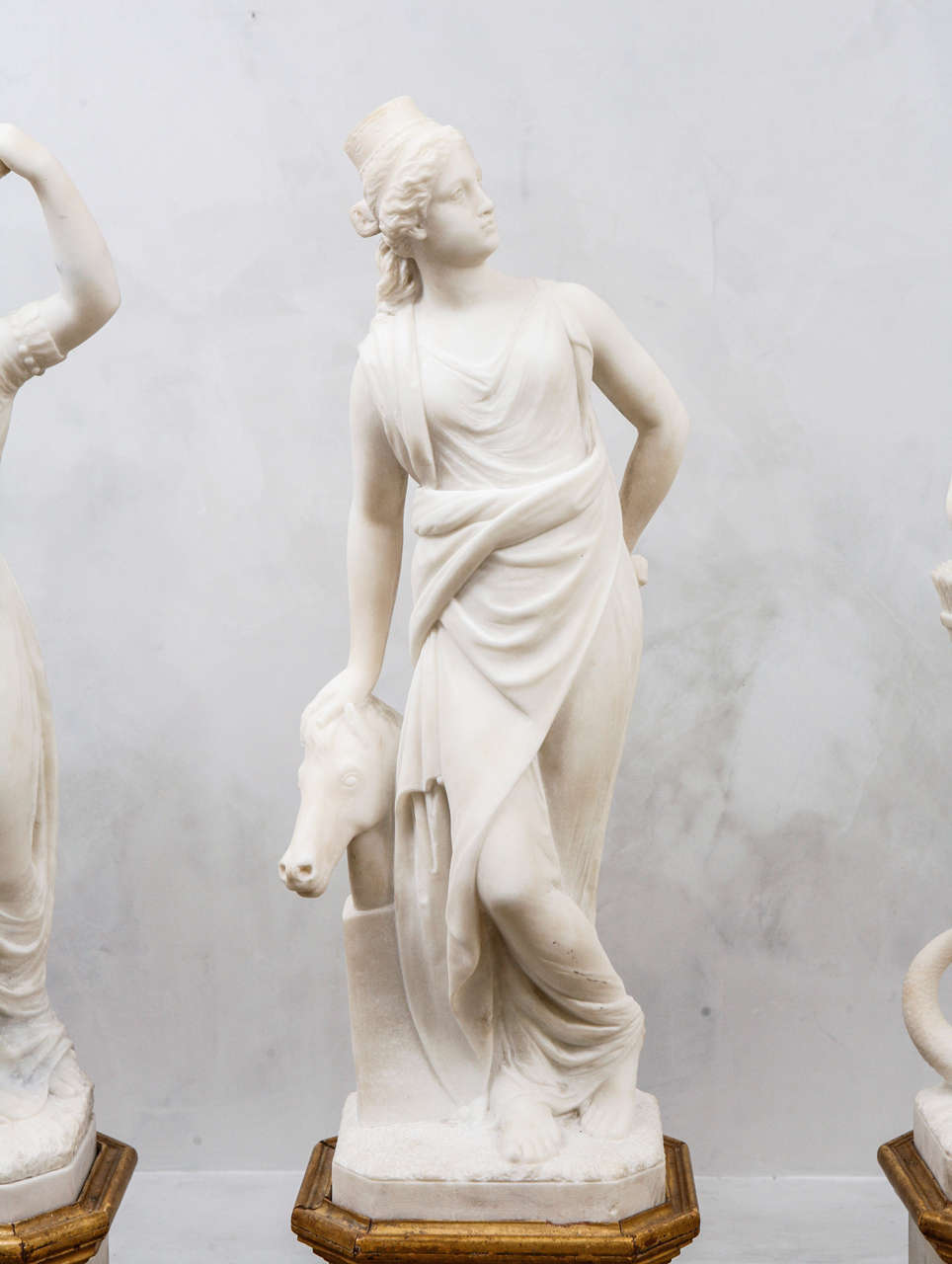 19th Century Italian Carrara Marble Statues of the Four Continents For