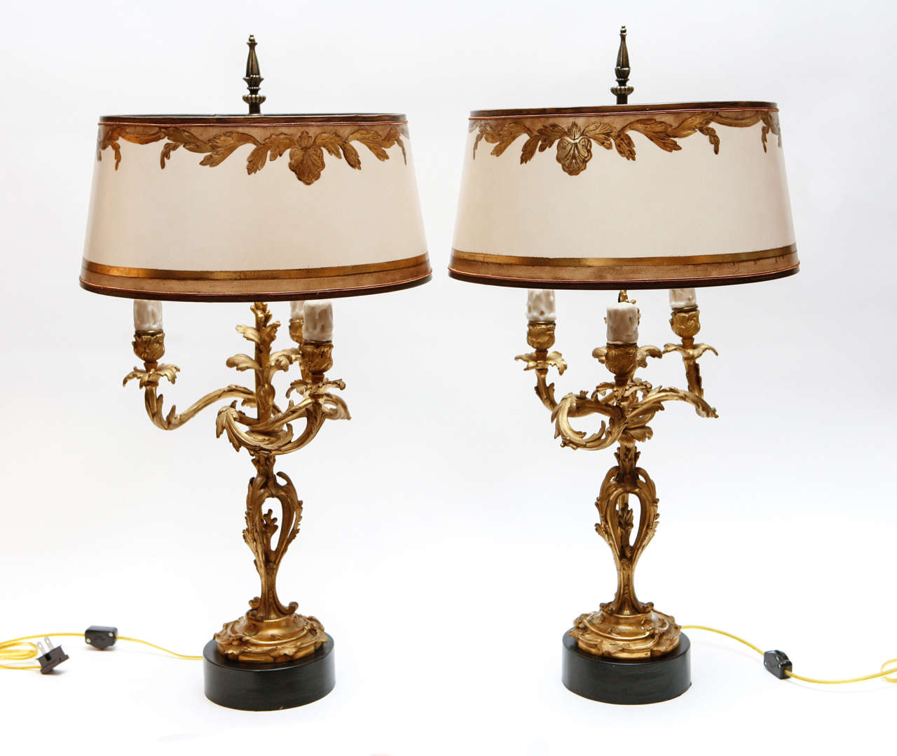 Pair of 19th c. French Dore Bronze Candelabra Lamps at 1stDibs