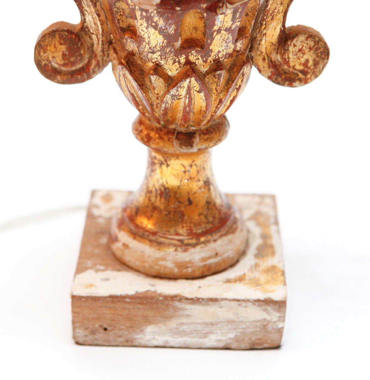 Pair of 19th c. Italian Giltwood Urn Lamps For Sale at 1stDibs