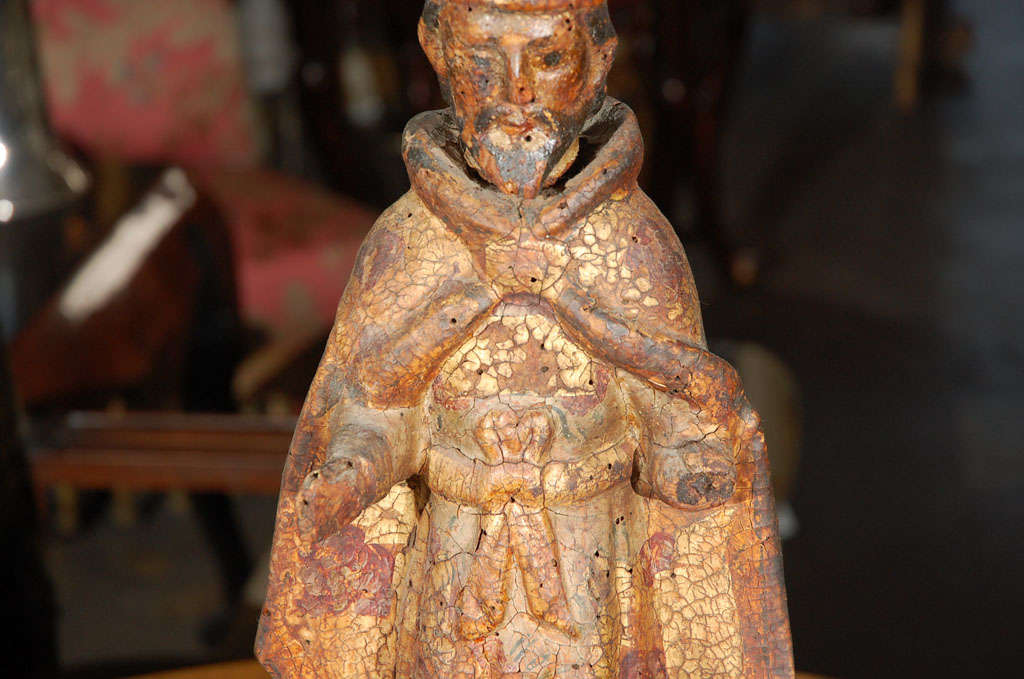 Spanish Colonial Carved Figure of a Bishop For Sale at 1stDibs