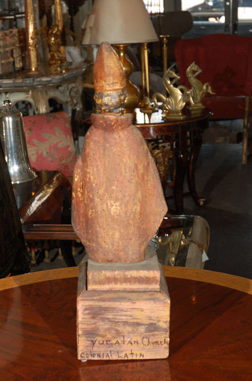 Spanish Colonial Carved Figure of a Bishop For Sale at 1stDibs