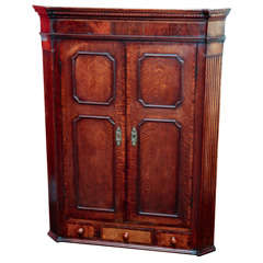 Antique Mahogany and oak corner hanging cupboard