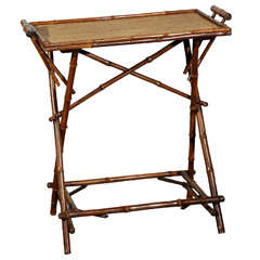Tray Top Bamboo Table on Trestle Base