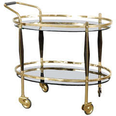 Bar Cart in Brass and Glass