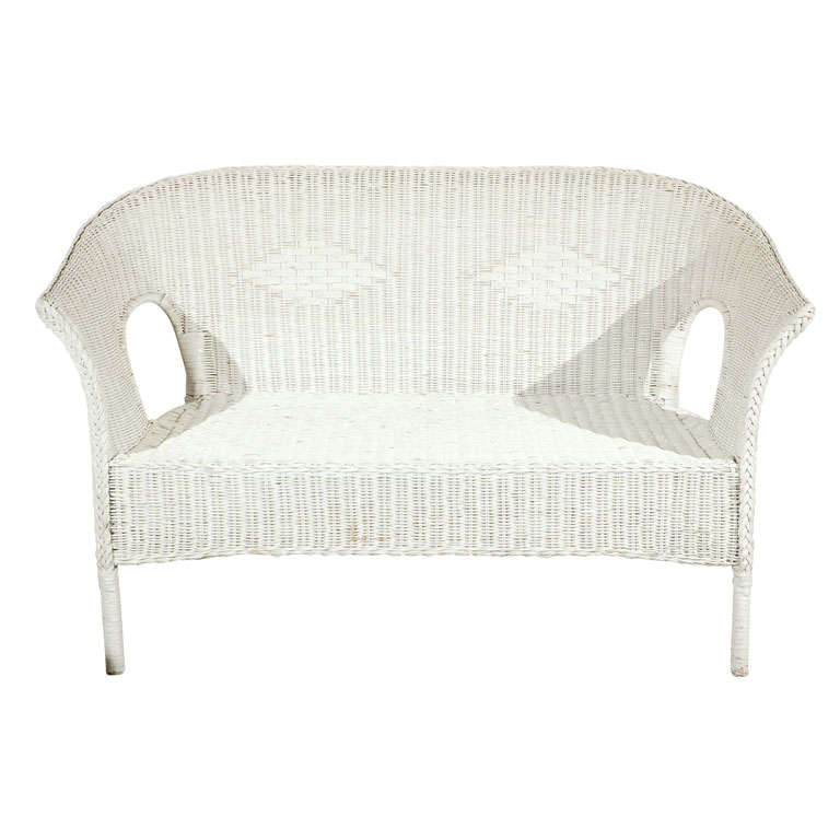 French White Wicker Settee (2 sofas available)Garden Furniture