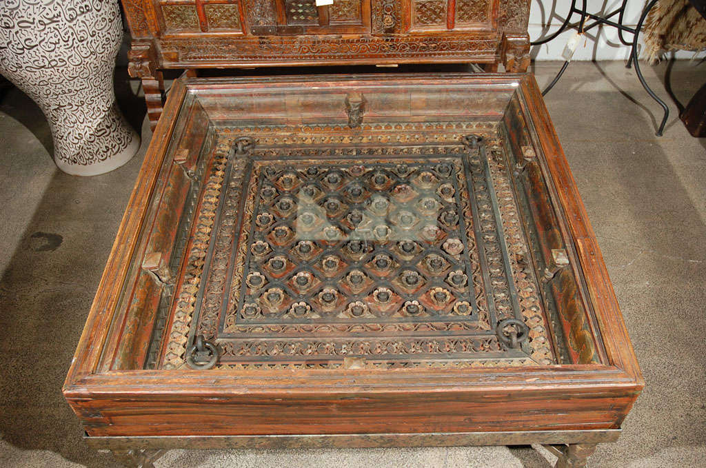 Wood Carved Indian Window made into a Coffee Table