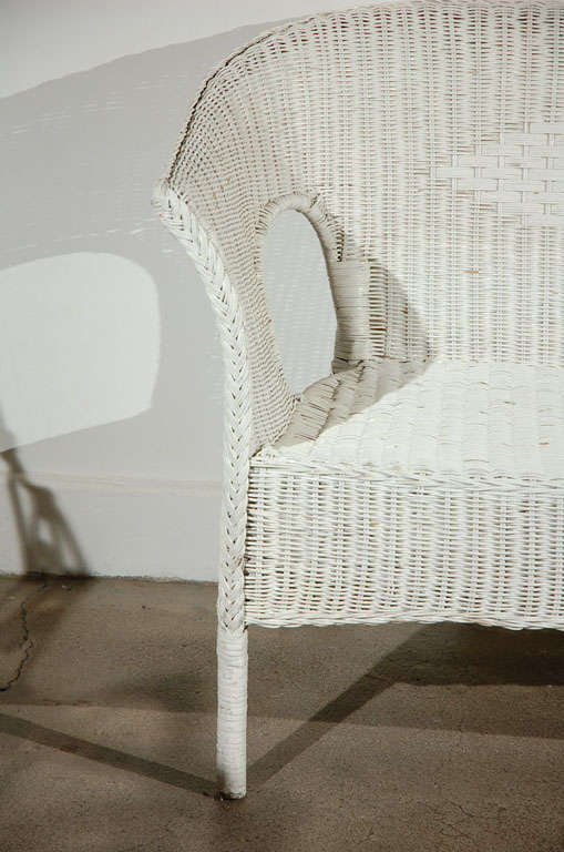 French White Wicker Settee (2 sofas available)Garden Furniture at 1stdibs