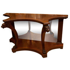 Mahogany  Console with Carved Lions Heads