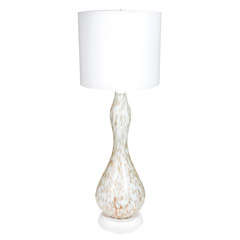 Large White Murano Glass Lamp with Bronze Fleck Inclusions