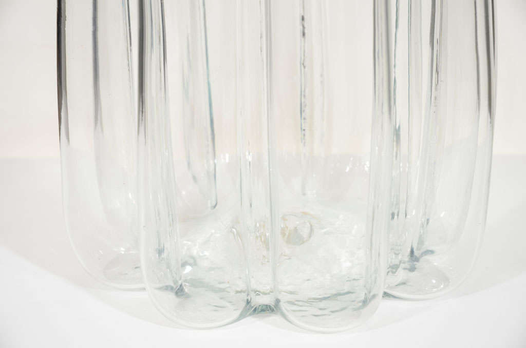 Large Clear Glass Gored Floor Vase by Blenko In Excellent Condition In New York, NY