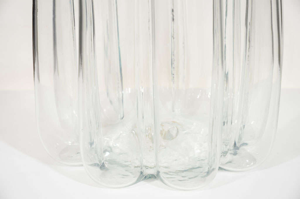 Large Clear Glass Gored Floor Vase by Blenko at 1stDibs | clear glass ...
