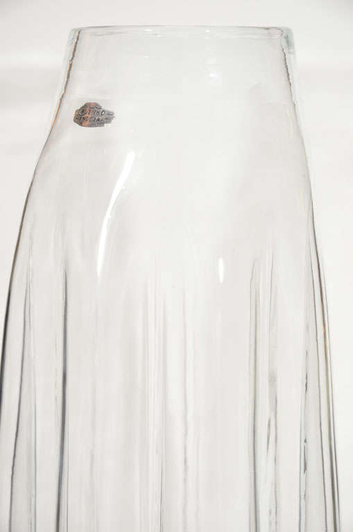 Large Clear Glass Gored Floor Vase by Blenko at 1stDibs clear glass