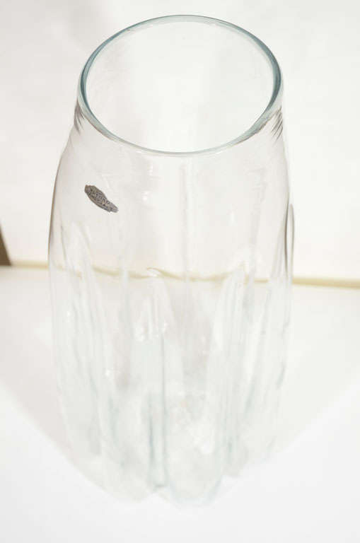 Large Clear Glass Gored Floor Vase by Blenko at 1stDibs clear glass