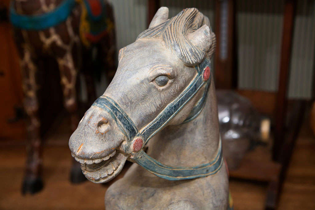 Mid-20th Century Statue of Carved Wood  Standing  Horse For Sale