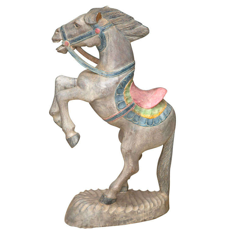 Statue of Carved Wood  Standing  Horse For Sale