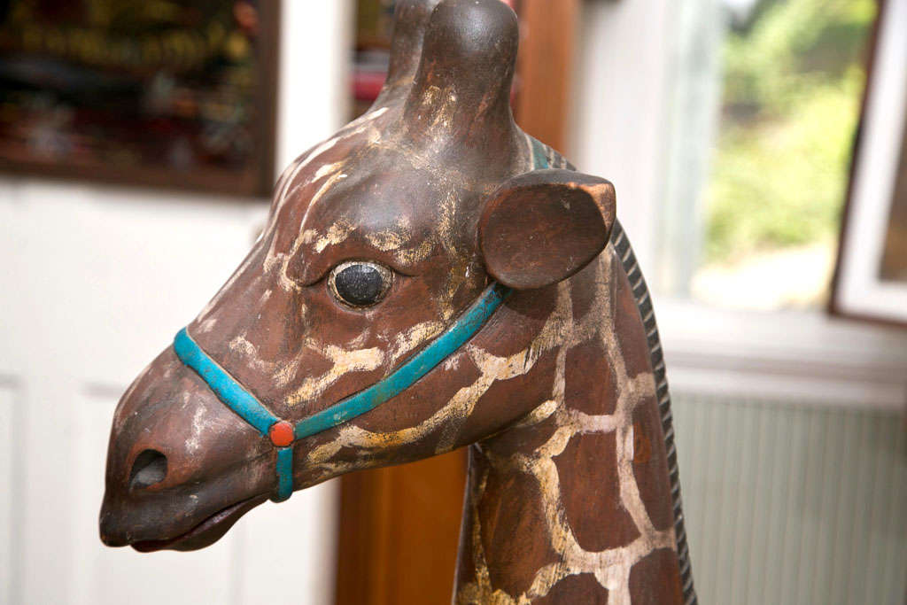 Carved Wood  Carousel  Giraffe For Sale 3